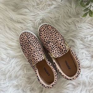 JustFab leopard slide sneakers